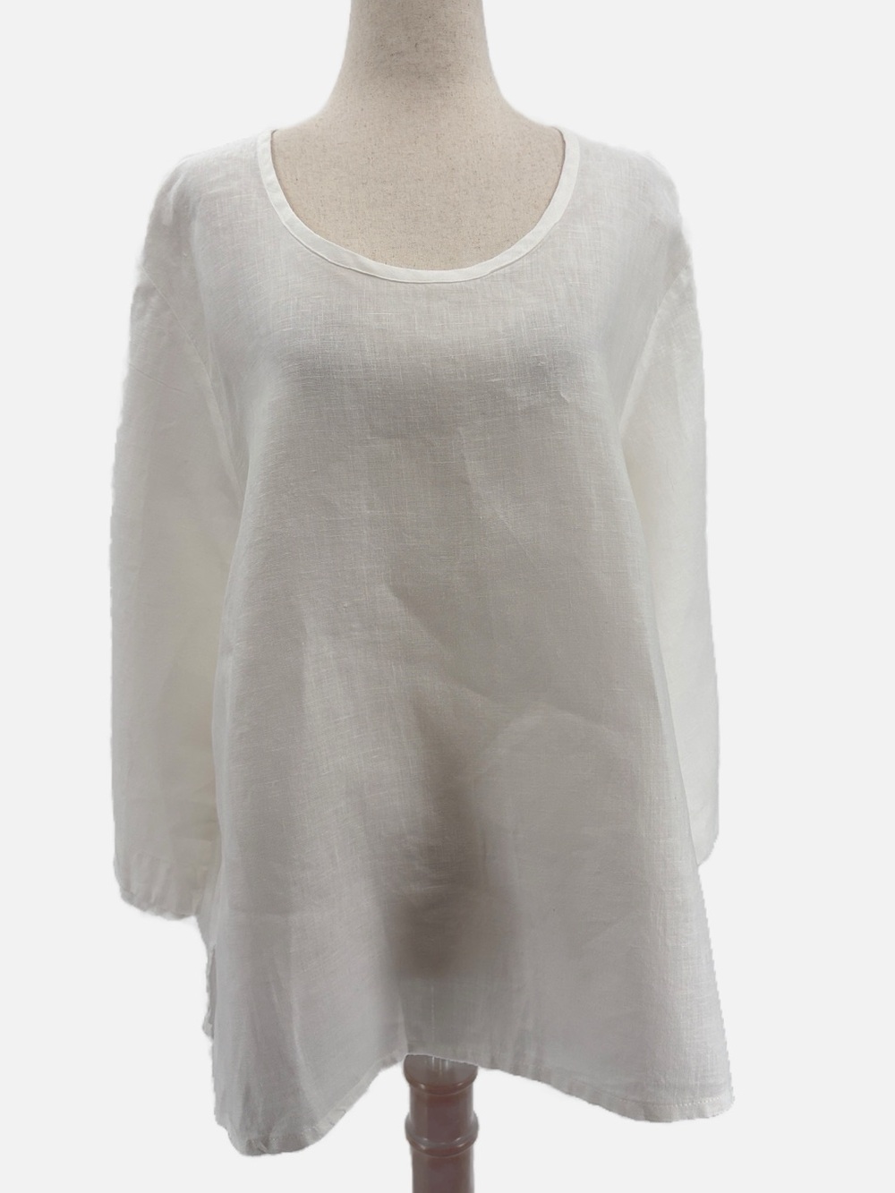 Flax White 100% Linen Scoop Neck Tunic Top Size Medium